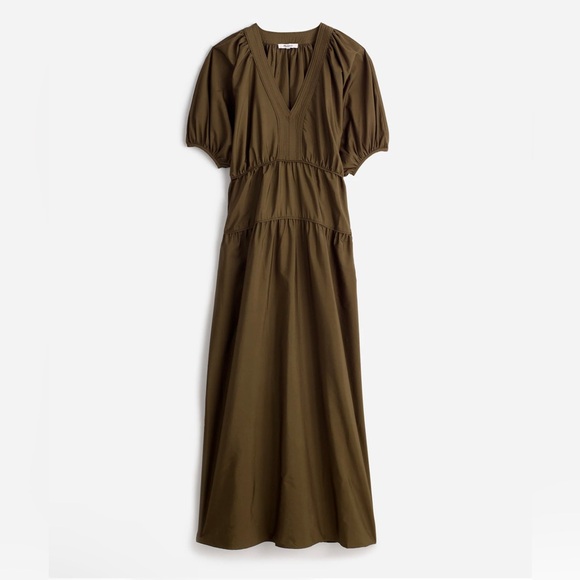 Madewell Puff-Sleeve Midi Dress in Poplin • size xs • NT402 • NWT - Picture 5 of 16